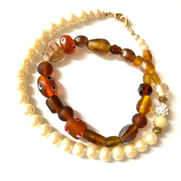 Necklace with pearls "Candy Summer IV" Quartz and Unique Glass beads - Picture 2 of 4